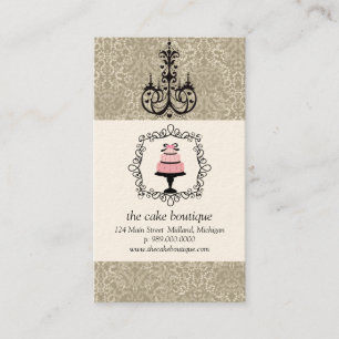 Cake Boutique Extravagant Taupe Damask Business Ca Visitenkarte