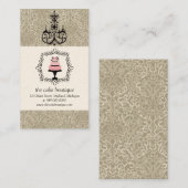 Cake Boutique Extravagant Taupe Damask Business Ca Visitenkarte (Vorne/Hinten)