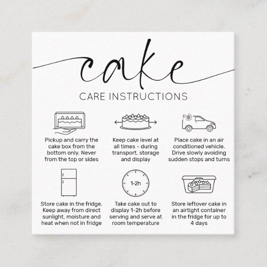 Cake Care Dankeschön Karte Elegantes Script Minima (Vorderseite)