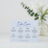 Cake Care Instructions Blue Minimalist Dankeskarte (Stehend Vorderseite)