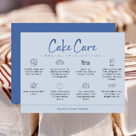 Cake Care Instructions Blue Minimalist Dankeskarte