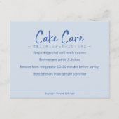 Cake Care Instructions Blue Simple Text Dankeskarte (Vorderseite)