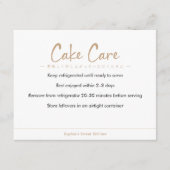Cake Care Instructions Kraft Simple Text Dankeskarte (Vorderseite)