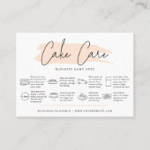 Cake Care Instructions Light Soft Beige Watercolor Visitenkarte (Vorderseite)