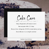 Cake Care Instructions Minimalist Text Dankeskarte