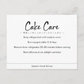 Cake Care Instructions Minimalist Text Dankeskarte (Vorderseite)