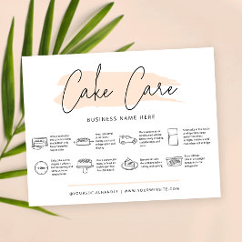 Cake Care Instructions Pastel Beige Watercolor Dankeskarte