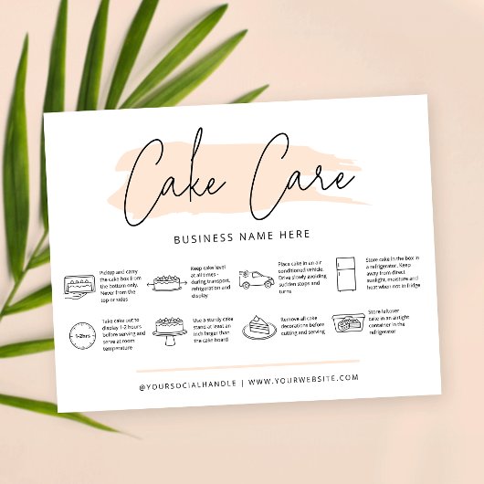 Cake Care Instructions Pastel Beige Watercolor Dankeskarte