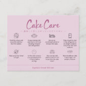 Cake Care Instructions Pink Minimalist Dankeskarte (Vorderseite)