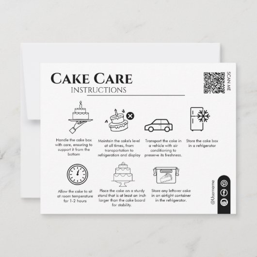 Cake Care Instructions Qr Code Hinzufügen Ihres Lo Mitteilungskarte (Rückseite)