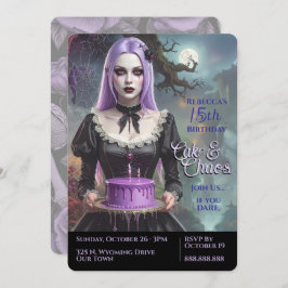Cake & Chaos, Lila Goth Teen Girl Geburtstag Einladung