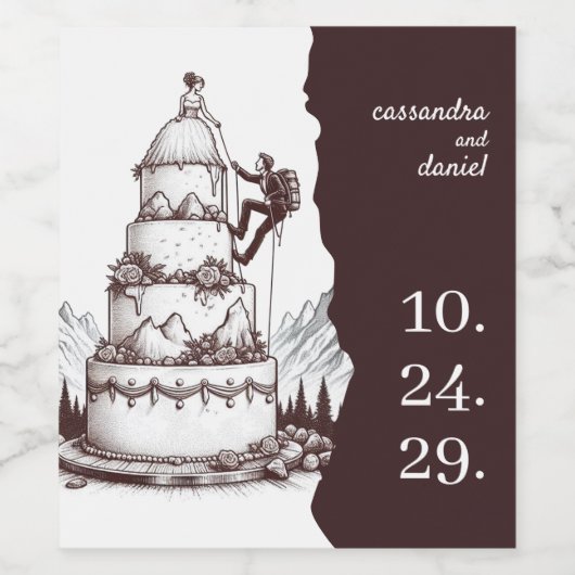 Cake Climbers Wedding Weinetikett (Einzelnes Label)