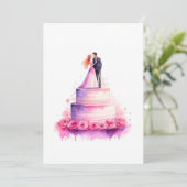  Cake Couple Invitation Einladung (Stehend Vorderseite)