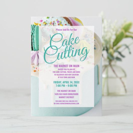 Cake Cutting Celebration | Firmenevent Einladung (Stehend Vorderseite)