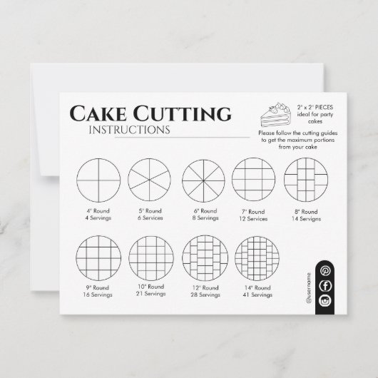 Cake Cutting Guide 2x2 Portionen Rund Servieren Mitteilungskarte (Vorderseite)