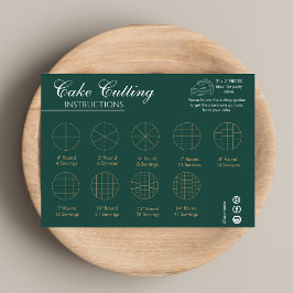 Cake Cutting Guide Round Wedding Green Mitteilungskarte