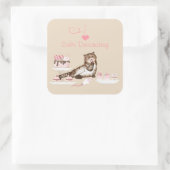 Cake Decorating Cat Quadratischer Aufkleber (Tasche)