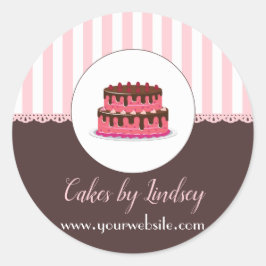 Cake Decorator PINK BROWN Bäckerei NIEDLICH Runder Aufkleber