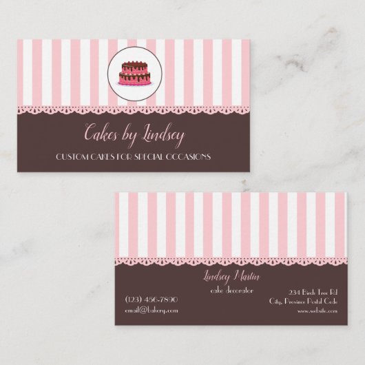 Cake Decorator PINK BROWN Bäckerei NIEDLICH Visitenkarte (Vorne/Hinten)