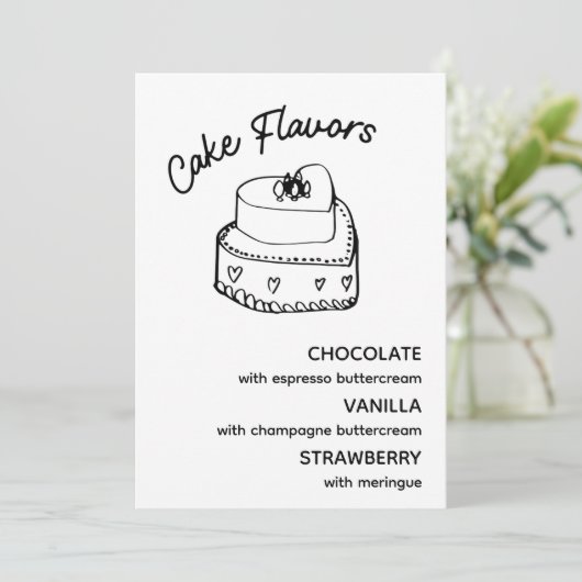 Cake Flavors Modernes Minimalistisches Hochzeitsze (Stehend Vorderseite)