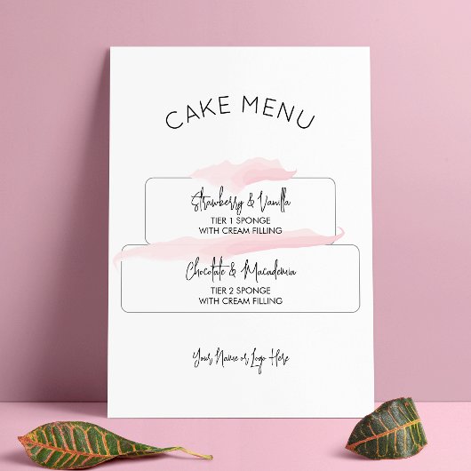 Cake Flavours Menü Feminine Pink Wasserfarbe Poster