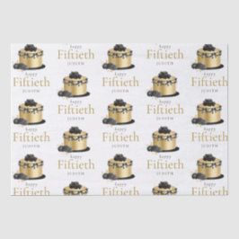 Cake Floral Gold Black 50. Name Happy Geburtstag Seidenpapier