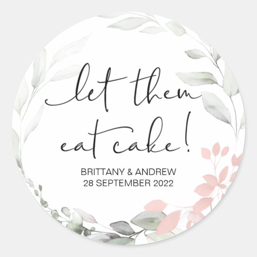 Cake Gastgeschenk Hochzeit Ließ sie essen Kuchen L Runder Aufkleber (Vorderseite)