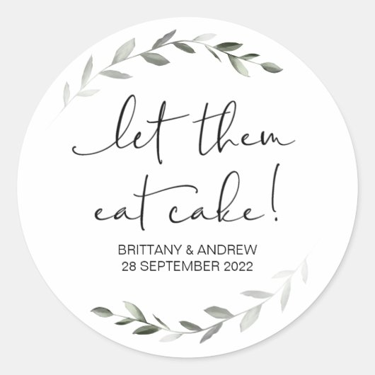 Cake Gastgeschenk Hochzeit Ließ sie essen Kuchen L Runder Aufkleber (Vorderseite)