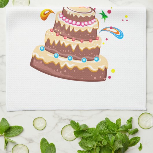 Cake Happy Birthday Geschirrtuch (Gefaltet)