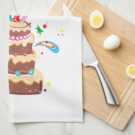 Cake Happy Birthday Geschirrtuch (Viertel Falte)