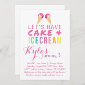Cake & Ice Creme Einladung (Vorne/Hinten)