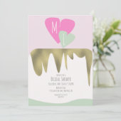 Cake Imitate Gold Mit Monogramm Brautparty Einladung (Stehend Vorderseite)