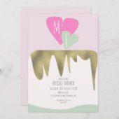 Cake Imitate Gold Mit Monogramm Brautparty Einladung (Vorne/Hinten)