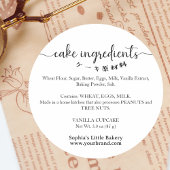 Cake Ingredients Minimalist Bakery Packaging Runder Aufkleber