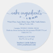 Cake Ingredients Minimalist Blue Bakery Packaging Runder Aufkleber (Vorderseite)