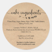 Cake Ingredients Minimalist Kraft Bakery Packaging Runder Aufkleber (Vorderseite)