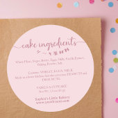 Cake Ingredients Minimalist Pink Bakery Packaging Runder Aufkleber