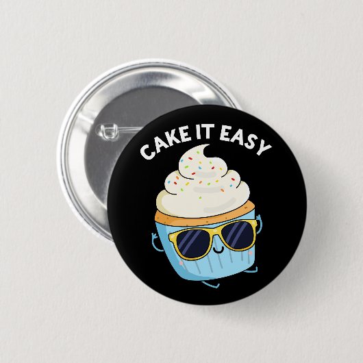 Cake It Easy Funny Cupcake Pub Dark BG Button (Vorne & Hinten)