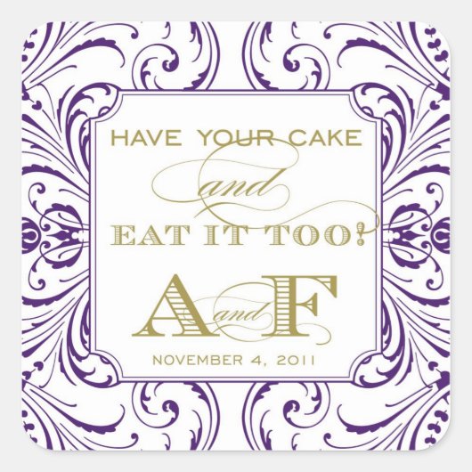 Cake Label für Ashlie Quadratischer Aufkleber (Vorderseite)