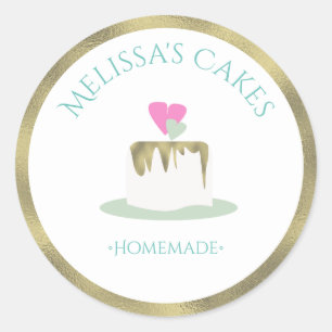 Cake Logo-Aufkleber hausgemachte Bäckerei Hochzeit Runder Aufkleber