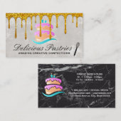 Cake Logo | Gold Tropfen Whisky Business Card Visitenkarte (Vorne/Hinten)
