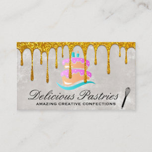 Cake Logo Gold Tropfen Whisky Business Card Visitenkarte