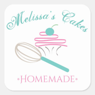 Cake Logo Whisky hausgemachte Bäckerei Chalkboard Quadratischer Aufkleber