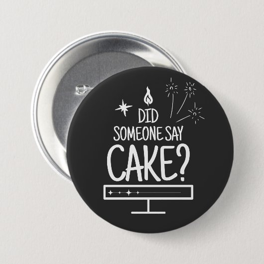 Cake Lover Quote Minimal White Typography Black Button (Vorne & Hinten)