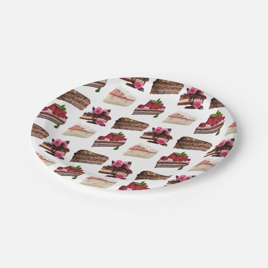 Cake Lovers Delicious Desserts Pattern Pappteller (Schrägansicht)