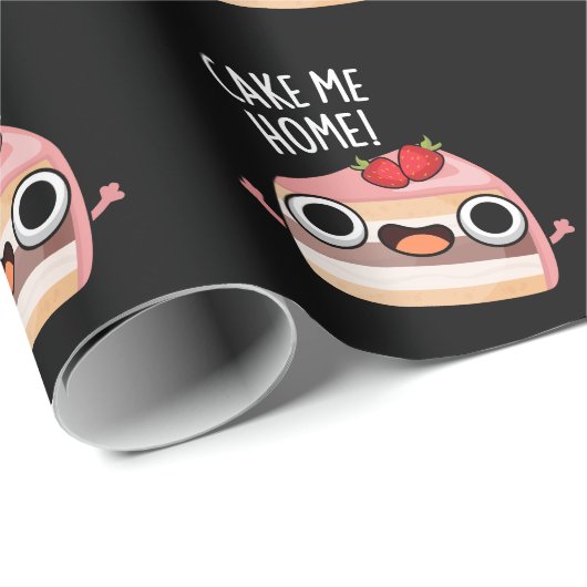Cake Me Home Funny Food Pun Dark BG Geschenkpapier (Rolleneckpunkt)