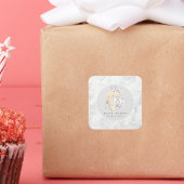 Cake Mixer Bäckerei Floral Marmor Grau Wasserfarbe Quadratischer Aufkleber