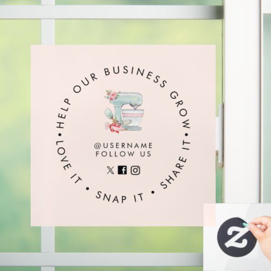 Cake Mixer Bäckerei Social Media folgen Fensteraufkleber (Zuhause)