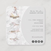 Cake Mixer Bakery Floral Marmor Gray Visitenkarte (Rückseite)