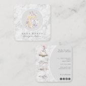 Cake Mixer Bakery Floral Marmor Gray Visitenkarte (Vorne/Hinten)